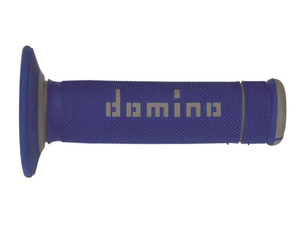 domino coppia manopole bicolore blu / grigio modello extreme per moto off  road enduro / cross in materiale bicomponente lunghezza: 118 mm accessori:  97.5595.04-00