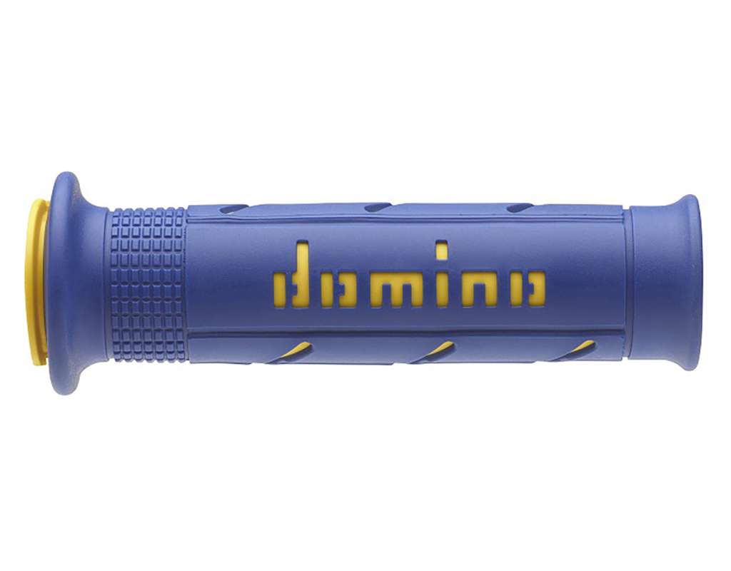 manopole domino blu/gialle in gomma termoplastica bicomponente con finitura  liscia soft a25041c4748b7-0 diametro 22 mm