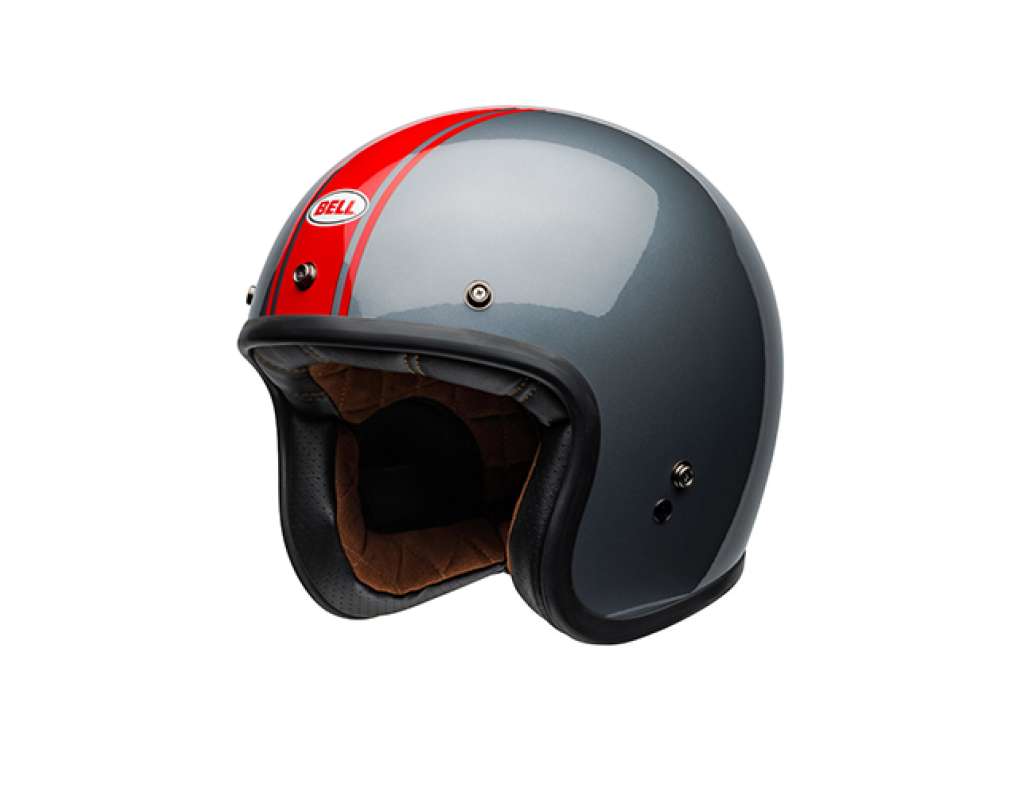 casco bell jet custom 500 rally helmet gloss grigio e rosso