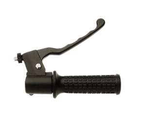 Domino Comando gas ciclomotore, moped, motorino Completo di leva e manopola nera (codice leva 1292.71) Materiale: Alluminio Finitura Supporto: Verniciato Nero Tipo Cavo: Mono Cavo