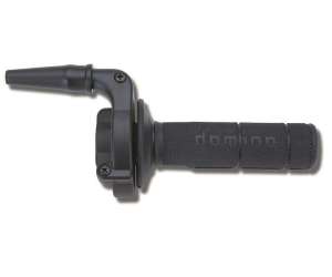 Domino Comando gas Enduro con manopola nera Materiale: Alluminio Finitura Supporto: Verniciato Nero Tipo Cavo: Mono Cavo RapiditÃ : 2,3 °mm Corsa Max: 54 mm