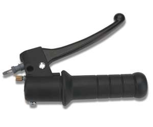 Domino Comando gas scooter Completo leva in alluminio, impianto stop e manopola nera. (codice leva 2338.71) Materiale: Alluminio Finitura Supporto: Verniciato Nero Tipo Cavo: Mono Cavo