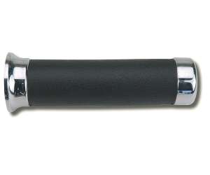 Domino COPPIA MANOPOLE IN GOMMA NERE / CROMATE PER MOTO CUSTOM,  Lunghezza: 145 mm Accessori: 97.5595.04-00