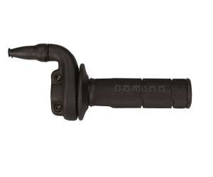 Domino comando gas off road crossenduro Mod. KRE - Desmodromico - Completo di coprigas e manopola neraMateriale: Alluminio Nero.2 cavi pushpull RapiditÃ : 3,1 °mm Corsa Max: 63 mm