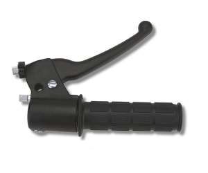 Domino comando gas ciclomotore scooter Completo di leva in resina acetalica, manopola nera ed impianto stop. Senza attacco per  dispositivo elettrico. (codice leva 3833.73)Materiale: Alluminio Nero. Mono Cavo