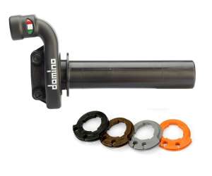 Domino comando gas off road crossenduro per Offroad 4T dal 2016, Adatto a cavi originali con tre ghiereMateriale: AlluminioNero. 2 cavi pushpull RapiditÃ  (Ghiera Grigia): 3,0 °mm Corsa Max (Ghiera Grigia): 38 mm RapiditÃ  (Ghiera Marrone): 2,8 °mm Corsa 