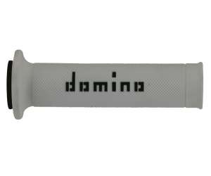 Domino COPPIA MANOPOLE BICOLORE BIANCO / NERO PER MOTO STRADALI  /  RACING IN MATERIALE BICOMPONENTE Lunghezza: 120 mm e 125 mm Accessori: 97.5595.04-00