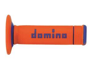 Domino COPPIA MANOPOLE BICOLORE ARANCIO / BLU MODELLO EXTREME PER MOTO OFF ROAD ENDURO  /  CROSS IN MATERIALE BICOMPONENTE Lunghezza: 118 mm Accessori: 97.5595.04-00