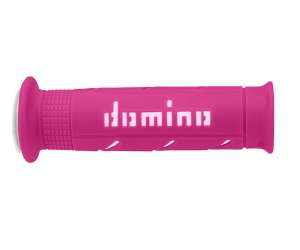 Domino COPPIA MANOPOLE MODELLO XM2 SUPER SOFT IN GOMMA PER MOTO STRADALI / RACING COLORE FUCSIA / BIANCO Lunghezza: 120 mm e 125 mm Accessori: 97.5595.04-00