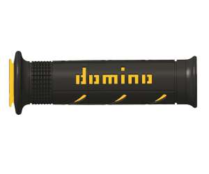 Domino COPPIA MANOPOLE MODELLO XM2 SUPER SOFT IN GOMMA PER MOTO STRADALI / RACING COLORE NERO / GIALLO Lunghezza: 120 mm e 125 mm Accessori: 97.5595.04-00