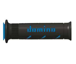 Domino COPPIA MANOPOLE MODELLO XM2 SUPER SOFT IN GOMMA PER MOTO STRADALI / RACING COLORE NERO / BLU Lunghezza: 120 mm e 125 mm Accessori: 97.5595.04-00