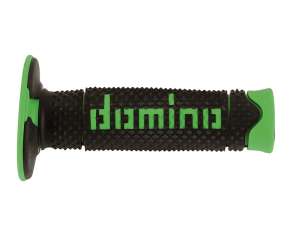 Domino COPPIA MANOPOLE IN GOMMA BICOLORE NERO / VERDE DSH (DOMINO SOFT HAND) PER MOTO OFF ROAD CROSS / ENDURO  Lunghezza: 120 mm Accessori: 97.5595.04-00