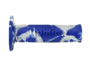 Domino COPPIA MANOPOLE MODELLO SNAKE BICOLORE BLU / BIANCO IN GOMMA PER MOTO OFF ROAD CROSS / ENDURO Lunghezza: 120 mm Accessori: 97.5595.04-00