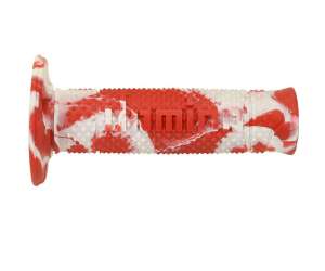 Domino COPPIA MANOPOLE MODELLO SNAKE BICOLORE ROSSO / BIANCO IN GOMMA PER MOTO OFF ROAD CROSS / ENDURO Lunghezza: 120 mm Accessori: 97.5595.04-00