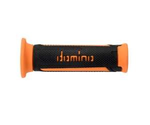 Domino COPPIA MANOPOLE MODELLO TURISMO IN GOMMA BICOLORE ANTRACITE / ARANCIO PER MOTO STRADALI / SCOOTER Lunhezza: 120 mm