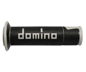 Manopole Domino nere/grigie in gomma termoplastica bicomponente con finitura multiconica A45041C5240B7-0 diametro 22 mm