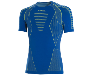 Maglia moto, bici e running tecnica sportiva antivento a maniche corte blu e verde XTECH taglia XXS