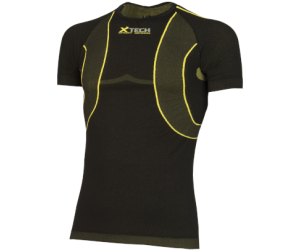 Maglia moto, bici e running tecnica sportiva antivento a maniche corte verde e gialla XTECH taglia XXS