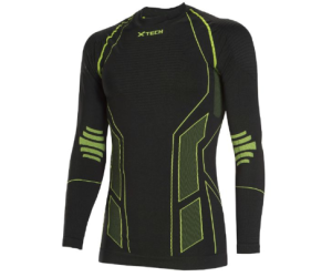 Maglia moto, bici e running tecnica sportiva antivento invernale a maniche lunghe nera e verde XTECH taglia XXS