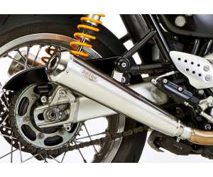 Scarico TRIUMPH Thruxton 2004 - 2005 - 2006 - 2007 - 2008 - 2009 - 2010 - 2011 - 2012 - 2013 - 2014 - 2015  .  SHARK Retro Slip on terminale di scarico acciaio inossidabile lucidato colore argento
