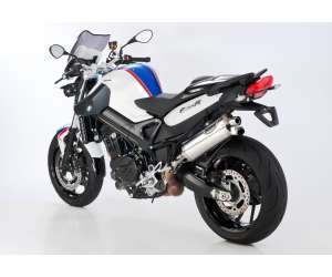 Scarico BMW F 800 R anno  2009 - 2010 - 2011 - 2012 - 2013 - 2014 - 2015 - 2016   terminale di scarico HURRIC Rac 1 Slip on in Alluminio lucidato colore argento