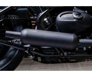 Scarico TRIUMPH Bonneville Bobber 2017 - 2018  .  SHARK Retro Classic Slip on terminale di scarico acciaio inossidabile rivestito colore nero-opaco