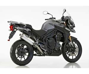 Scarico TRIUMPH Tiger 1200 Explorer anno  2012 - 2013 - 2014 - 2015   terminale di scarico HURRIC Rac 1 Slip on in Alluminio lucidato colore argento