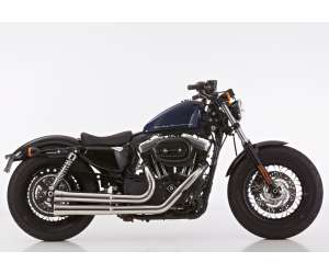 Scarico HARLEY DAVIDSON SPORTSTER XL 883R Roadster 2006 - 2007 - 2008 - 2009 - 2010 - 2011 - 2012 - 2013   Sistema di scarico FALCON Double Groove sistema completo acciaio inossidabile lucidato colore argento