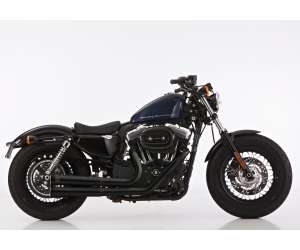 Scarico HARLEY DAVIDSON SPORTSTER XL 883N Iron 2017 - 2018   Sistema di scarico FALCON Double Groove sistema completo acciaio inossidabile rivestito colore nero-opaco