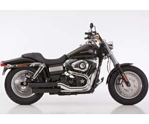 Scarico HARLEY DAVIDSON DYNA Fat Bob 2008 - 2009 - 2010 - 2011 - 2012   Sistema di scarico FALCON Double Groove Slip on  acciaio inossidabile rivestito colore nero-opaco