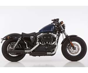 Scarico HARLEY DAVIDSON SPORTSTER XL 883N Iron 2017 - 2018   Sistema di scarico FALCON Double Groove Slip on  acciaio inossidabile rivestito colore nero-opaco