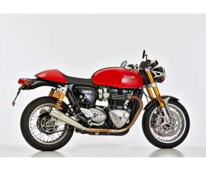 Scarico TRIUMPH Thruxton 2016 - 2017 - 2018  .  SHARK Retro Slip on terminale di scarico acciaio inossidabile spazzolato colore argento
