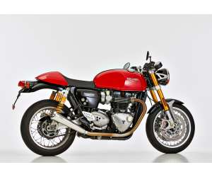 Scarico TRIUMPH Thruxton 2016 - 2017 - 2018  .  SHARK Retro Slip on terminale di scarico acciaio inossidabile lucidato colore argento