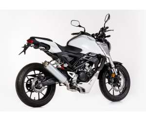 Scarico HONDA CB125R anno  2018 terminale di scarico HURRIC TEC One sistema completo in aspetto alluminio titanio colore argento