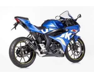 Scarico SUZUKI GSX-S 125 anno  2017 - 2018   terminale di scarico HURRIC Supersport sistema completo in Alluminio anodizzato colore nero