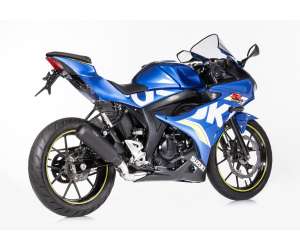 Scarico SUZUKI GSX-S 125 2017 - 2018  .  SHARK GP Series sistema completo terminale di scarico acciaio inossidabile rivestito colore nero-opaco