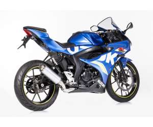 Scarico SUZUKI GSX-S 125 anno  2017 - 2018   terminale di scarico HURRIC TEC One sistema completo in aspetto alluminio titanio colore argento