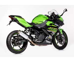 Scarico KAWASAKI Ninja 400 anno  2018 terminale di scarico HURRIC TEC One Slip on in aspetto alluminio titanio colore argento