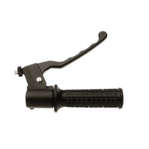 Domino Comando gas ciclomotore, moped, motorino Completo di leva e manopola nera (codice leva 1292.71) Materiale: Alluminio Finitura Supporto: Verniciato Nero Tipo Cavo: Mono Cavo