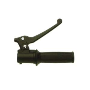 Domino Comando gas ciclomotore con borchie svasate. Comleto di leva in resina acetalica e manopola Materiale: Alluminio Finitura Supporto: Verniciato nero