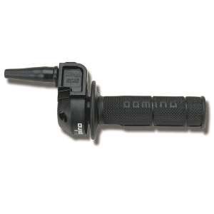 Domino comando gas off road crossenduro con manopola nera in alluminio nero. Mono Cavo RapiditÃ : 3,6 °mm Corsa Max: 74 mm