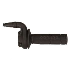 Domino comando gas off road crossenduro Mod. KRE - Desmodromico - Completo di coprigas e manopola neraMateriale: Alluminio Nero.2 cavi pushpull RapiditÃ : 3,1 °mm Corsa Max: 63 mm