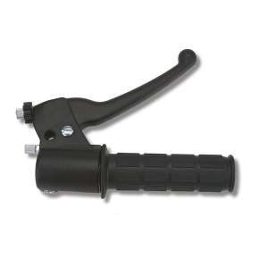 Domino comando gas ciclomotore scooter Completo di leva in resina acetalica, manopola nera ed impianto stop. Senza attacco per  dispositivo elettrico. (codice leva 3833.73)Materiale: Alluminio Nero. Mono Cavo