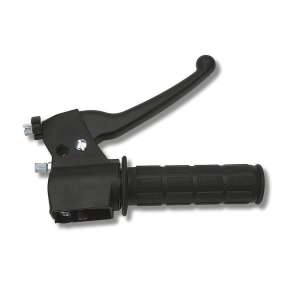 Domino comando gas ciclomotore scooter Completo di leva in resina acetalica, manopola nera, attacco per  dispositivo elettrico ed impianto stop. (codice leva 3833.73)Materiale: AlluminioNero.Mono Cavo