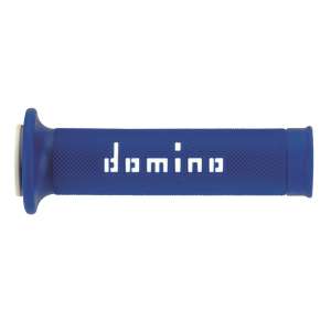 Domino COPPIA MANOPOLE BICOLORE BLU / BIANCO PER MOTO STRADALI  /  RACING IN MATERIALE BICOMPONENTE Lunghezza: 120 mm e 125 mm Accessori: 97.5595.04-00