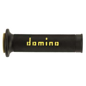 Domino COPPIA MANOPOLE BICOLORE NERO / GIALLE PER MOTO STRADALI  /  RACING IN MATERIALE BICOMPONENTE Lunghezza: 120 mm e 125 mm Accessori: 97.5595.04-00