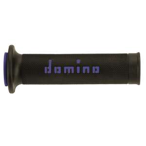 Domino COPPIA MANOPOLE BICOLORE NERO / BLU PER MOTO STRADALI  /  RACING IN GOMMA TERMOPLASTICA Lunghezza: 120 mm e 125 mm