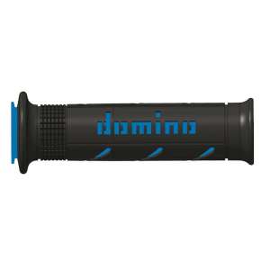 Domino COPPIA MANOPOLE MODELLO XM2 SUPER SOFT IN GOMMA PER MOTO STRADALI / RACING COLORE NERO / BLU Lunghezza: 120 mm e 125 mm Accessori: 97.5595.04-00