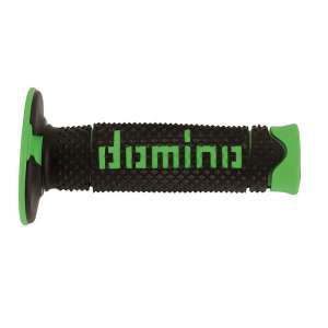 Domino COPPIA MANOPOLE IN GOMMA BICOLORE NERO / VERDE DSH (DOMINO SOFT HAND) PER MOTO OFF ROAD CROSS / ENDURO  Lunghezza: 120 mm Accessori: 97.5595.04-00