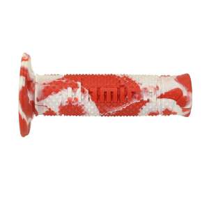 Domino COPPIA MANOPOLE MODELLO SNAKE BICOLORE ROSSO / BIANCO IN GOMMA PER MOTO OFF ROAD CROSS / ENDURO Lunghezza: 120 mm Accessori: 97.5595.04-00
